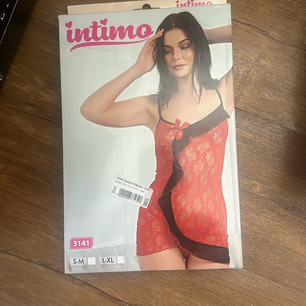 New Intimo red & black  transparent Sexy Babydoll 2 pieces size L/XL